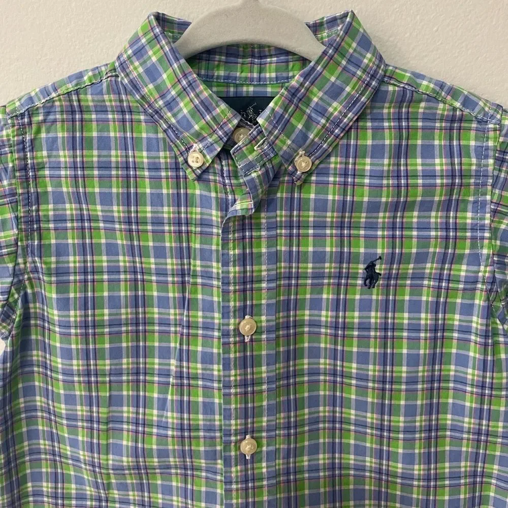 Ralph Lauren Multi Boys Short Sleeve Plaid Poplin Shirt Size 18 Months